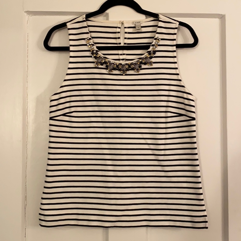 J. Crew striped embellished top